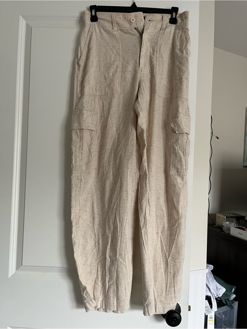 Womens Casual Cargo Pants in Light Beige